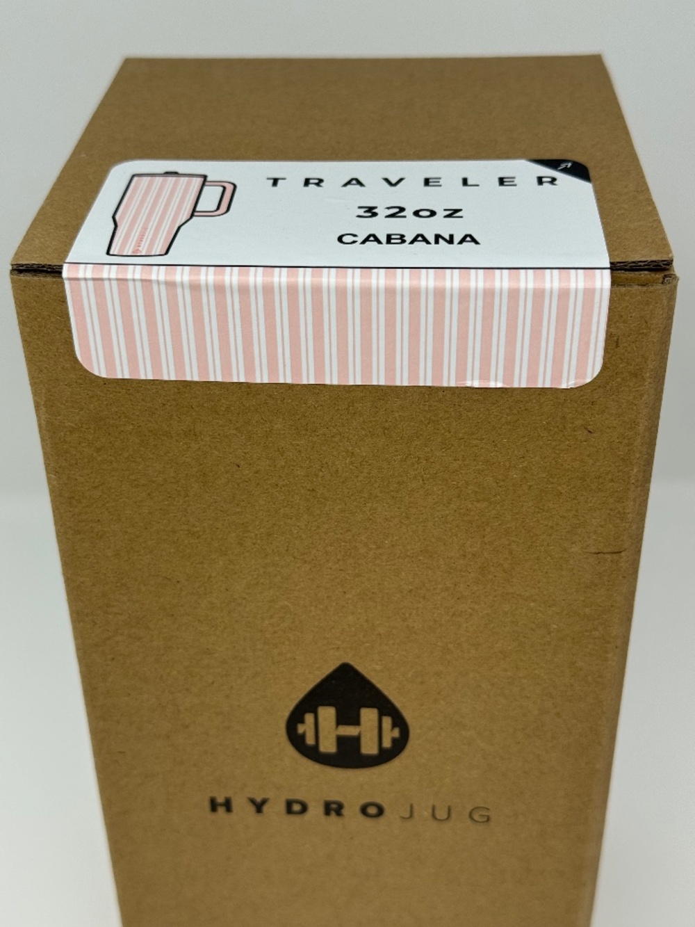 HydroJug 32 oz Traveler Tumbler Cabana Pink & Cream Stripes NEW Factory Sealed